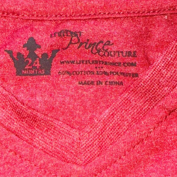Littlest Prince Couture Baby Bodysuit 24 Months Red Cotton Blend Short Sleeve - Picture 3 of 4